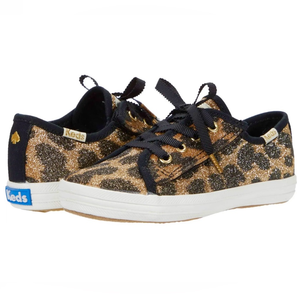NEW KATE SPADE KICKSTART GLITTER LEOPARD SHOES SIZE 7.5 OR BIG KIDS 5.5